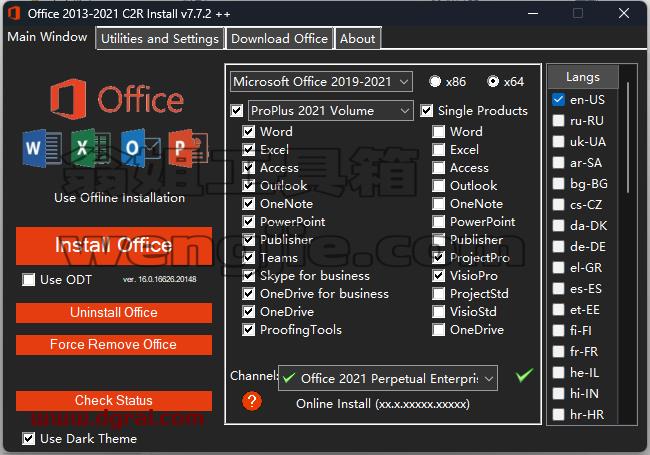 Office 2013-2021 C2R Install英文版(Office下载工具) v7.7.2.0