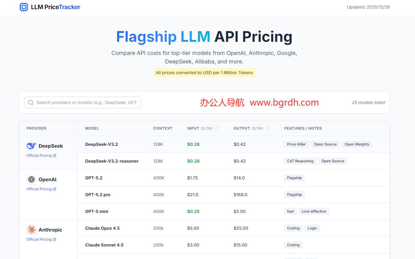 LLM Price Tracker插图 LLM Price Tracker