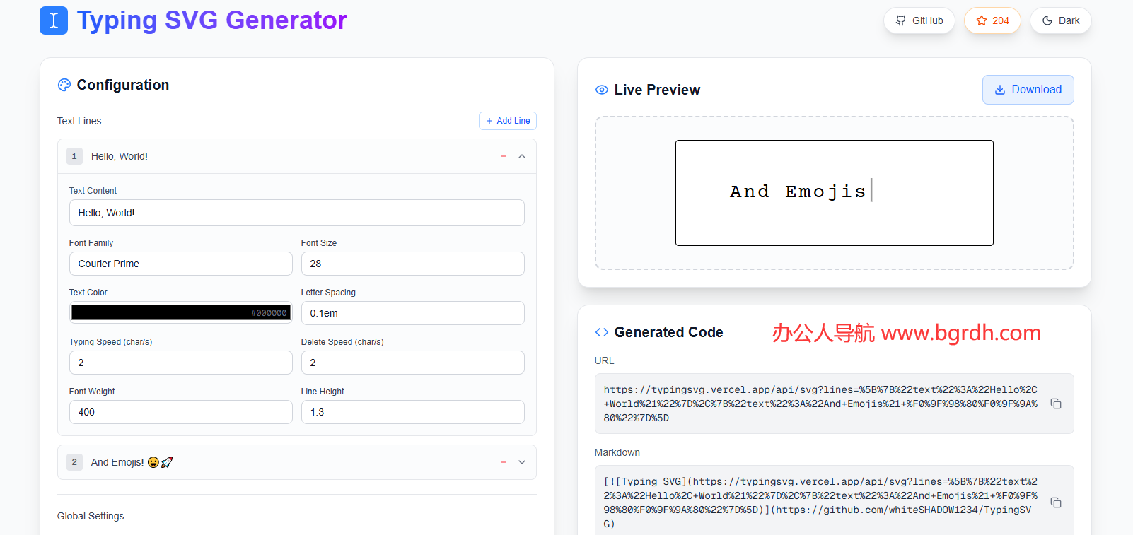 Typing SVG Generator
